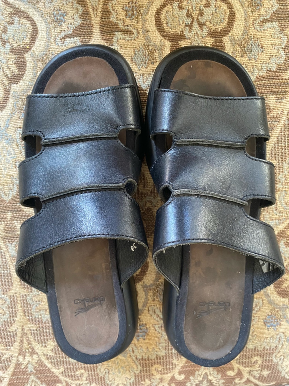 Dansko Women Black Leather Slide Slip-On Sandals EU 39 US 8.5/9 Preowned